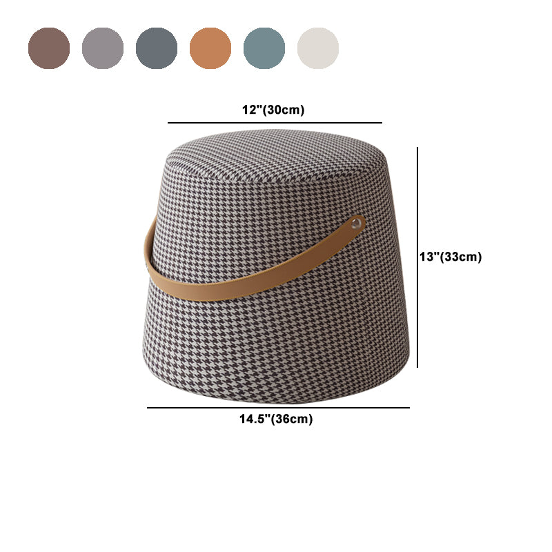 Stylish Round Ottoman Pure Color Faux Leather Water Resistant Standard Ottoman