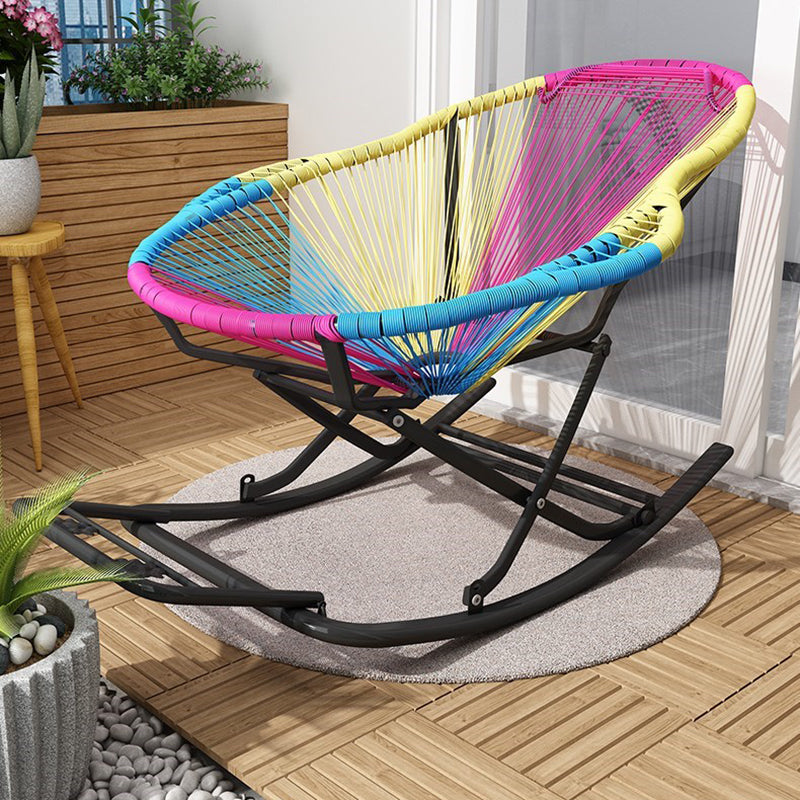 Contemporary Rocking Chair Woven Rope Rattan Rocking Chair in Living Room