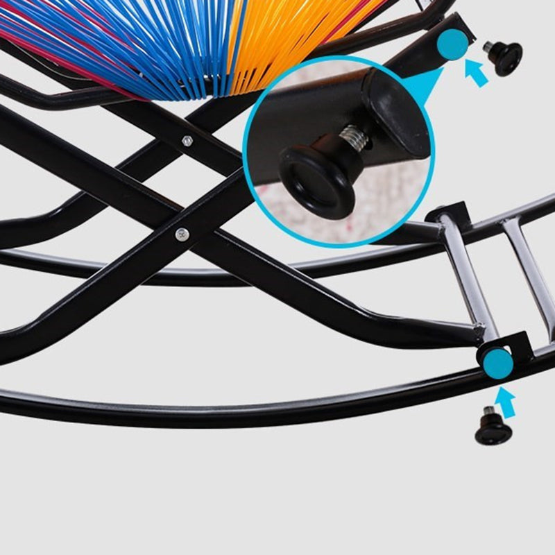 Contemporary Rocking Chair Woven Rope Rattan Rocking Chair in Living Room