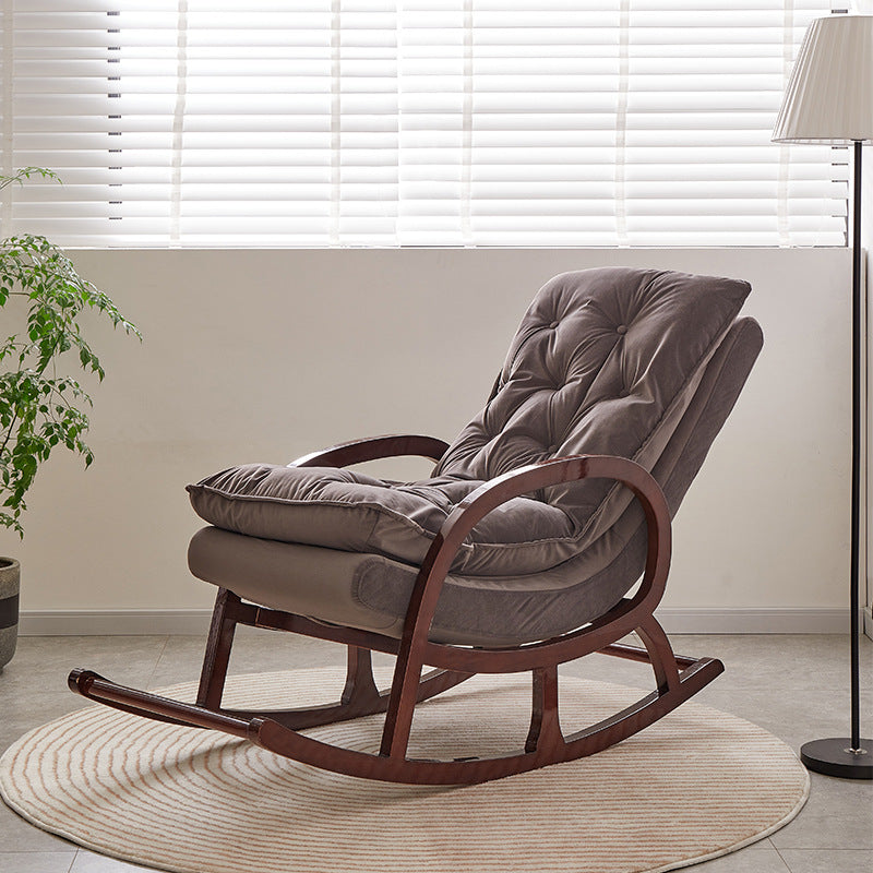 Living Room Rocking Chair Fabric Tufted Removable Cushions Solid Modern Rocking Chair