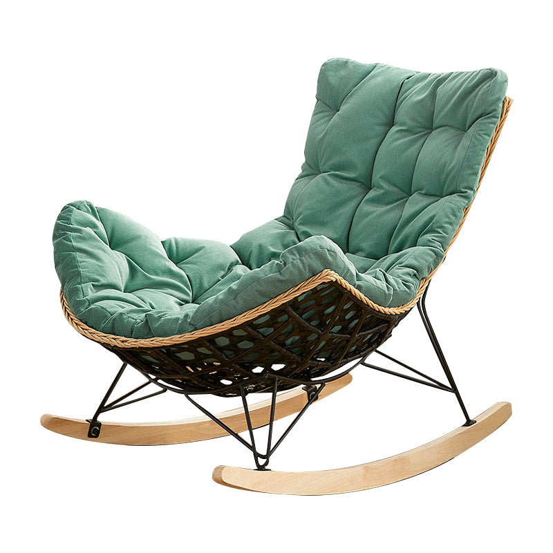 Modern Cushions Rocker Chair Metal Frame Nailheads Design Spindle Rocker Chair
