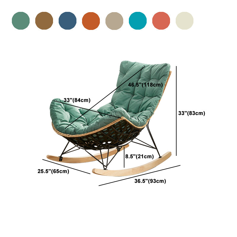 Modern Cushions Rocker Chair Metal Frame Nailheads Design Spindle Rocker Chair