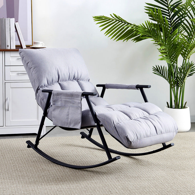 Fabric Rocking Chair Modern Pure Color Tufted Cushions Rocking Chair