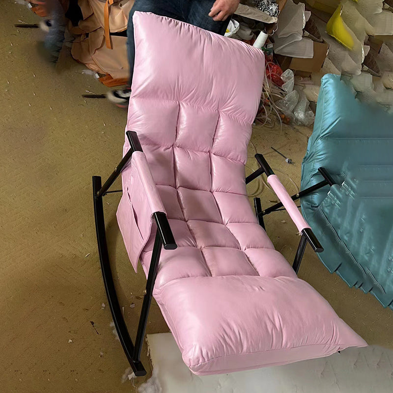 Fabric Rocking Chair Modern Pure Color Tufted Cushions Rocking Chair