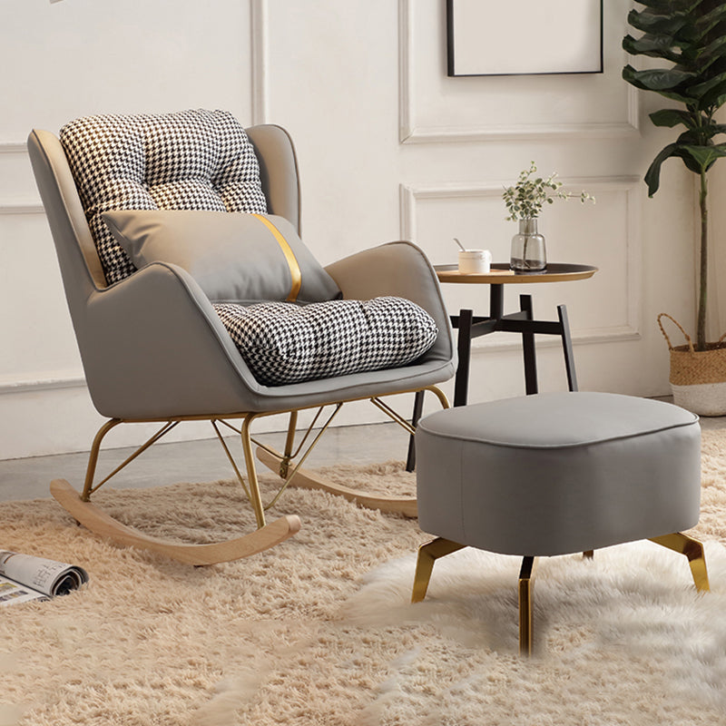 Modern Rocking Chair Metal Frame Doll Cotton Filling Spindle Rocker Chair