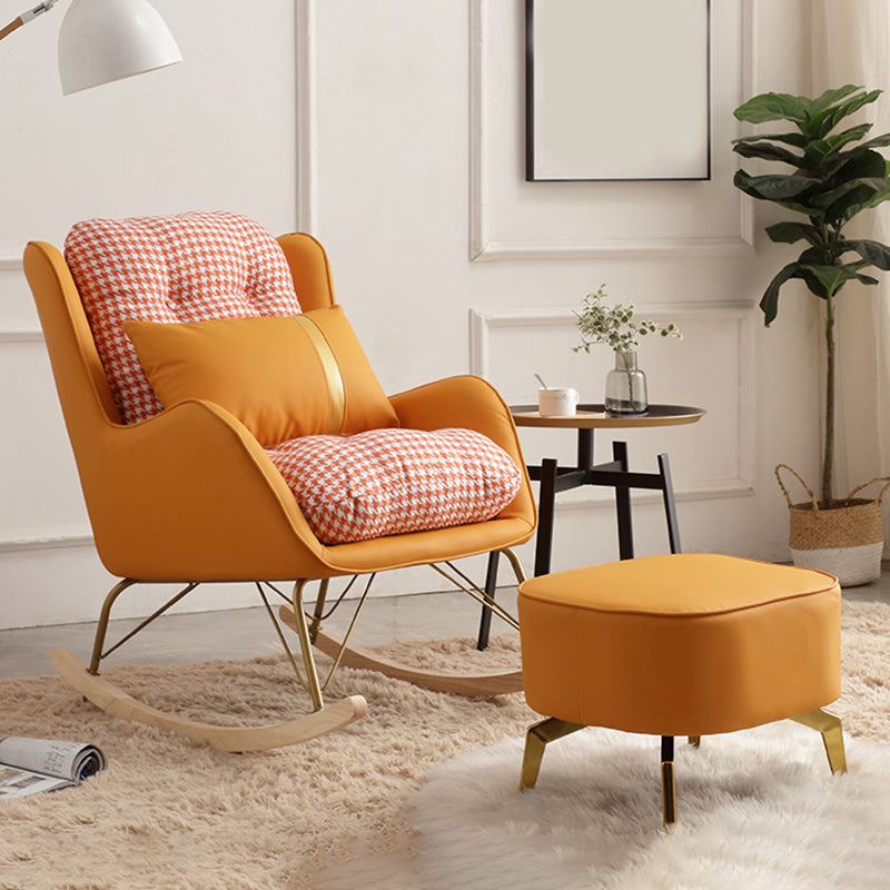 Modern Rocking Chair Metal Frame Doll Cotton Filling Spindle Rocker Chair