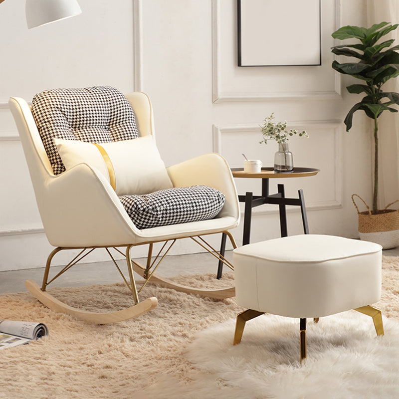 Modern Rocking Chair Metal Frame Doll Cotton Filling Spindle Rocker Chair