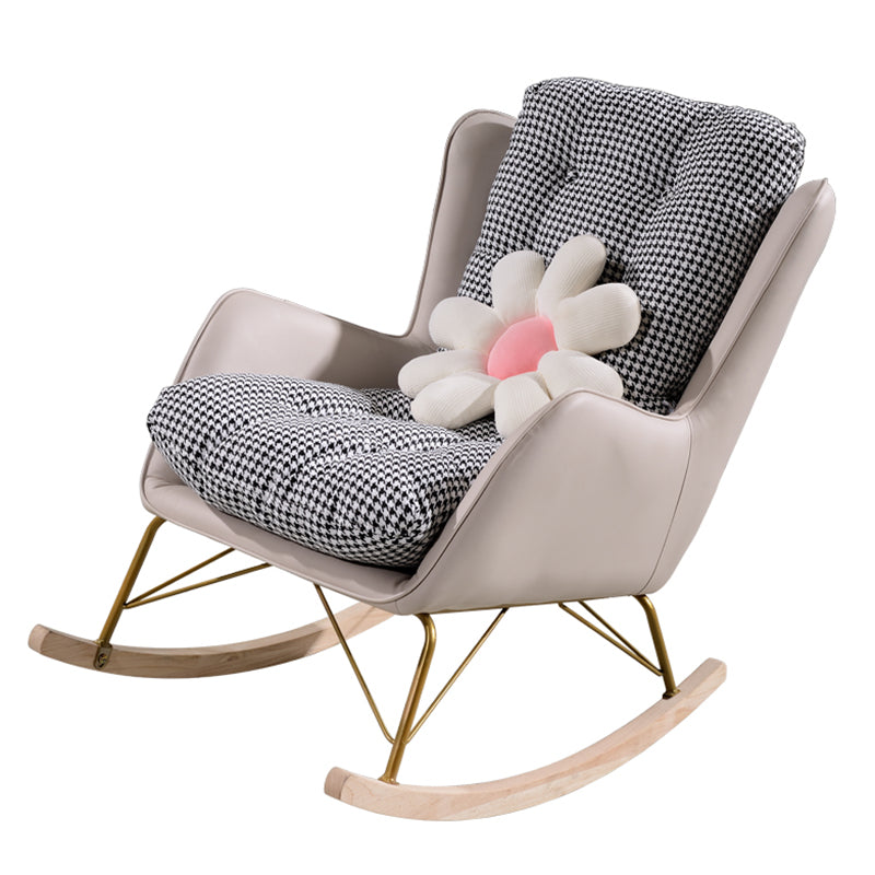 Modern Rocking Chair Metal Frame Doll Cotton Filling Spindle Rocker Chair