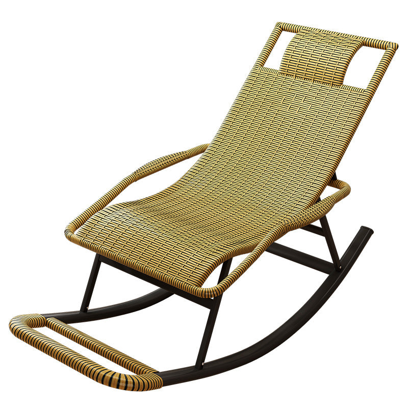 Modern Spindle Rocking Chair Metal Frame Wheel Handrail Woven Rope Rocker Chair for Home