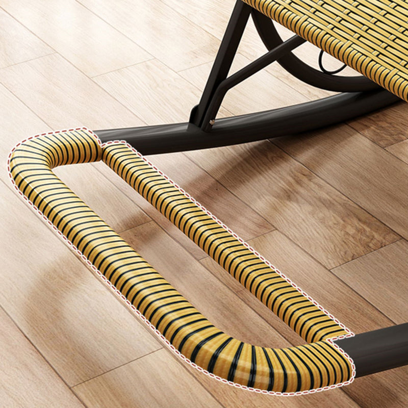 Modern Spindle Rocking Chair Metal Frame Wheel Handrail Woven Rope Rocker Chair for Home