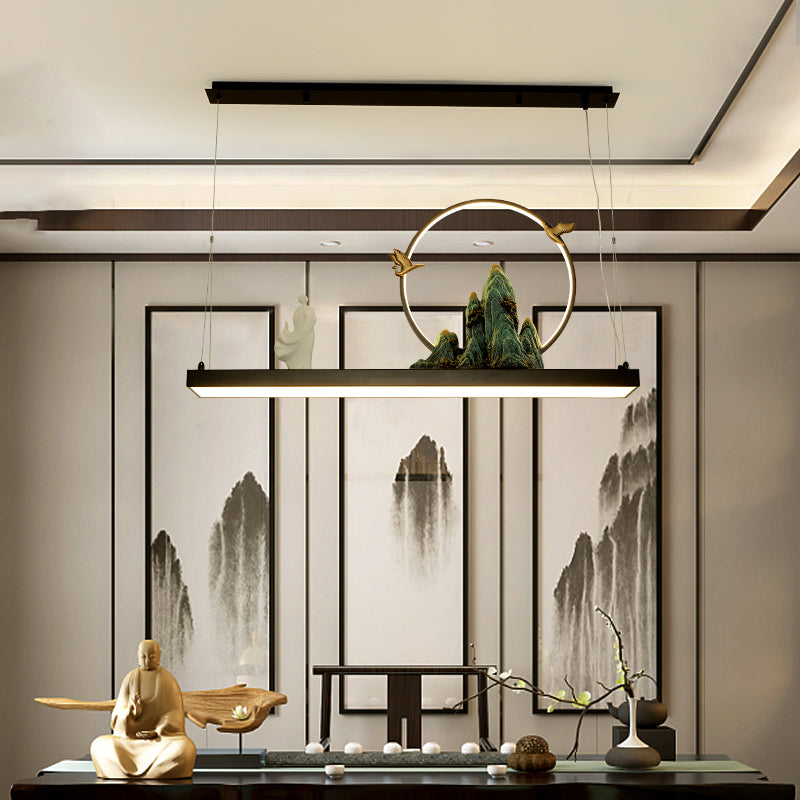 Modern Style Geometry Shape Island Lights Metal 2 Light Island Lighting in Black
