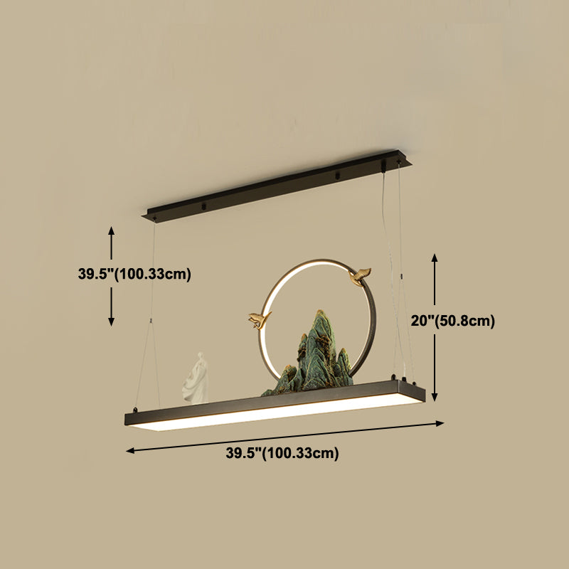 Modern Style Geometry Shape Island Lights Metal 2 Light Island Lighting in Black