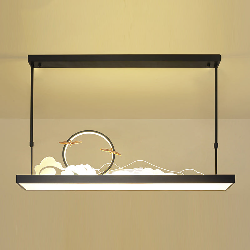 Modern Style Geometry Shape Island Lights Metal 3 Light Island Pendant Lights in Black