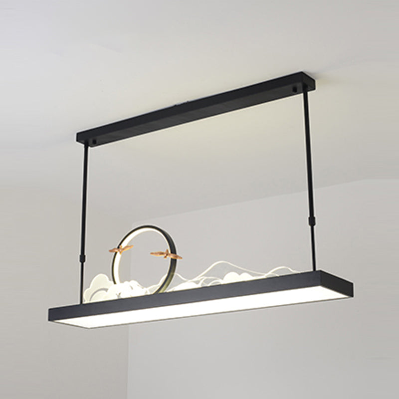 Modern Style Geometry Shape Island Lights Metal 3 Light Island Pendant Lights in Black