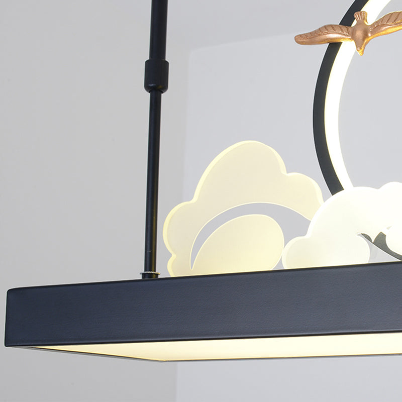 Modern Style Geometry Shape Island Lights Metal 3 Light Island Pendant Lights in Black