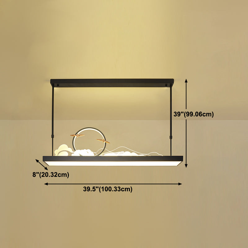 Modern Style Geometry Shape Island Lights Metal 3 Light Island Pendant Lights in Black