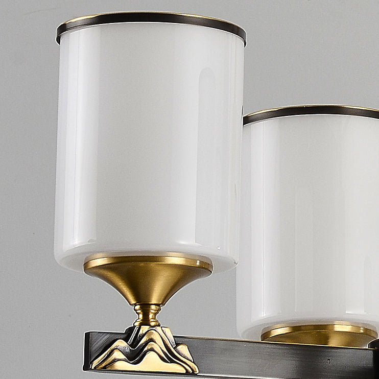 Modern Style Cylindrical Shape Island Lights White Glass 6-light Pendant Lights in Gold