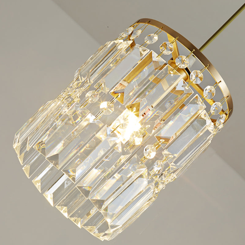 Contemporary Style Cylinder Shape Island Lights Crystal 3 Light Island Lighting in Gold