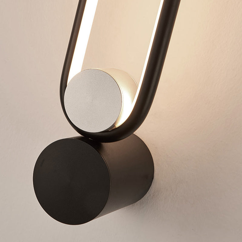 Linear Shade Metal Wall Sconce Modern Style 2 Lights Wall Mount Light in Black