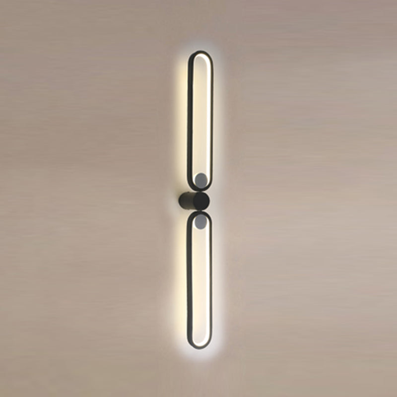 Linear Shade Metal Wall Sconce Modern Style 2 Lights Wall Mount Light in Black