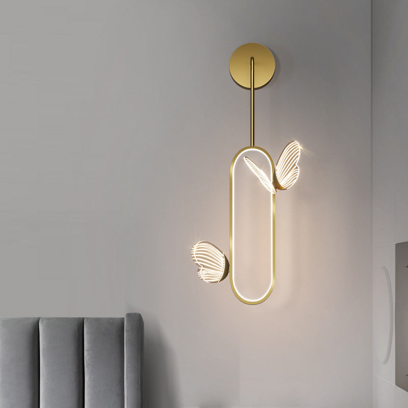 1 Light Oval Wall Lighting Fixtures Modern Style Metal Wall Mounted Lamps