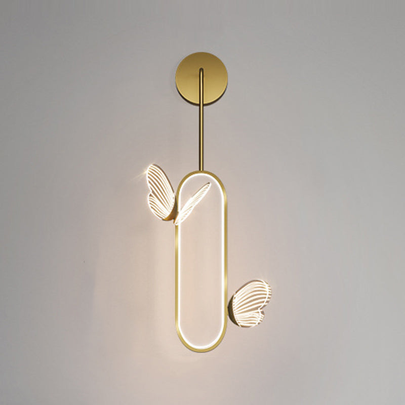 1 Light Oval Wall Lighting Fixtures Modern Style Metal Wall Mounted Lamps