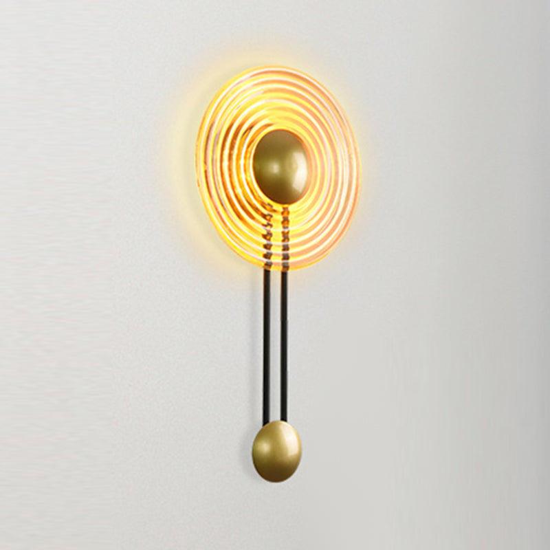1 Light Round Wall Lighting Fixtures Modern Style Glass Wall Mounted Lamps
