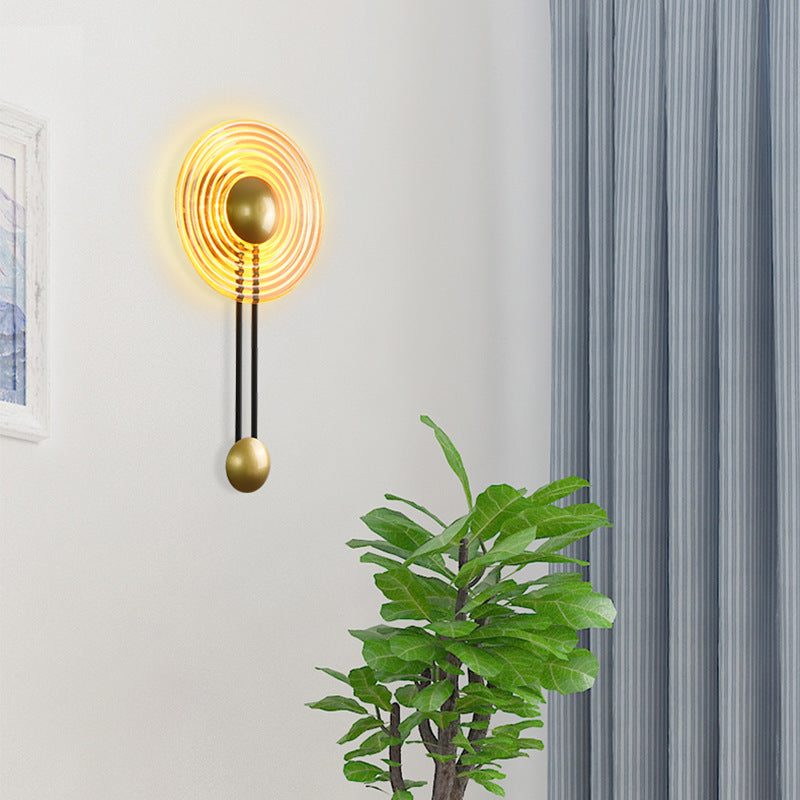 1 Light Round Wall Lighting Fixtures Modern Style Glass Wall Mounted Lamps