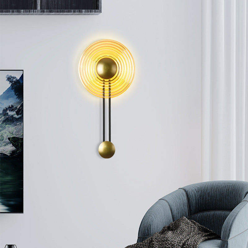 1 Light Round Wall Lighting Fixtures Modern Style Glass Wall Mounted Lamps