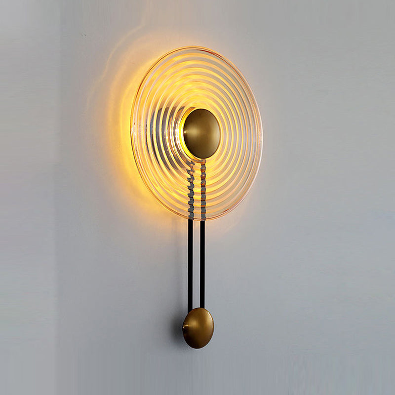 1 Light Round Wall Lighting Fixtures Modern Style Glass Wall Mounted Lamps