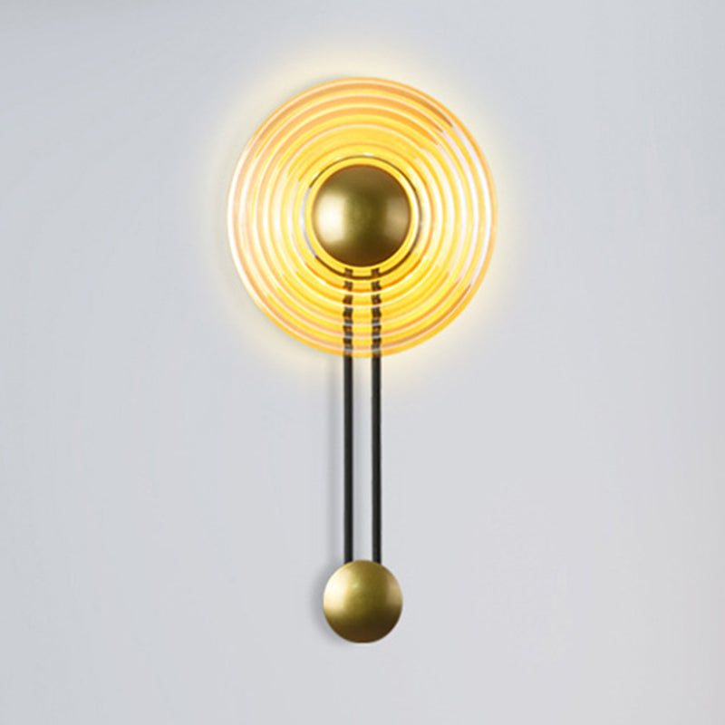 1 Light Round Wall Lighting Fixtures Modern Style Glass Wall Mounted Lamps