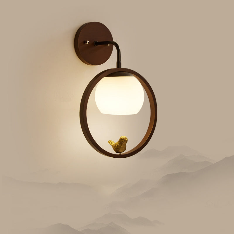 Wood Ball Wall Lighting Modern Style 1 Light Wall Lighting Fixtures