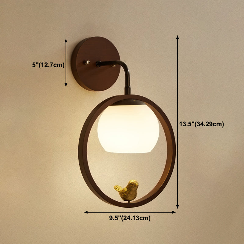 Wood Ball Wall Lighting Modern Style 1 Light Wall Lighting Fixtures