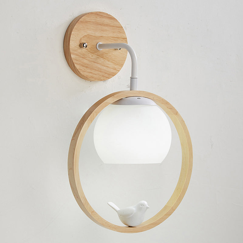 Wood Ball Wall Lighting Modern Style 1 Light Wall Lighting Fixtures
