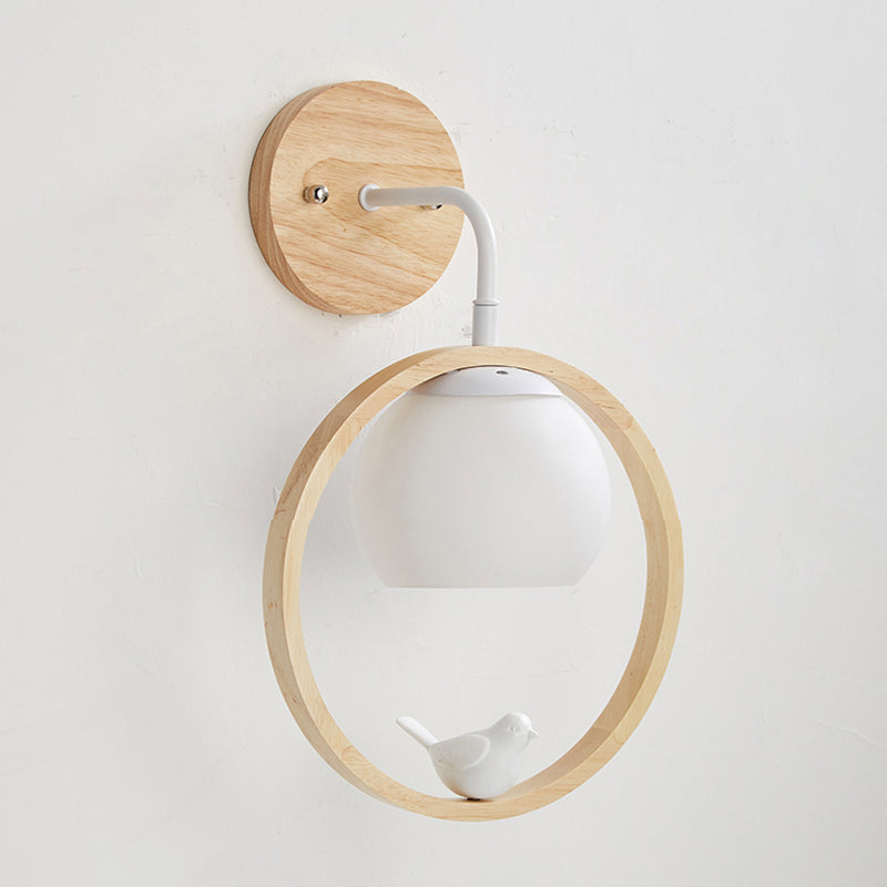 Wood Ball Wall Lighting Modern Style 1 Light Wall Lighting Fixtures