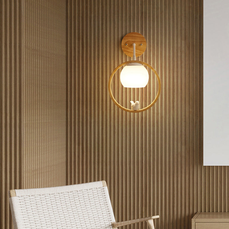 Wood Ball Wall Lighting Modern Style 1 Light Wall Lighting Fixtures