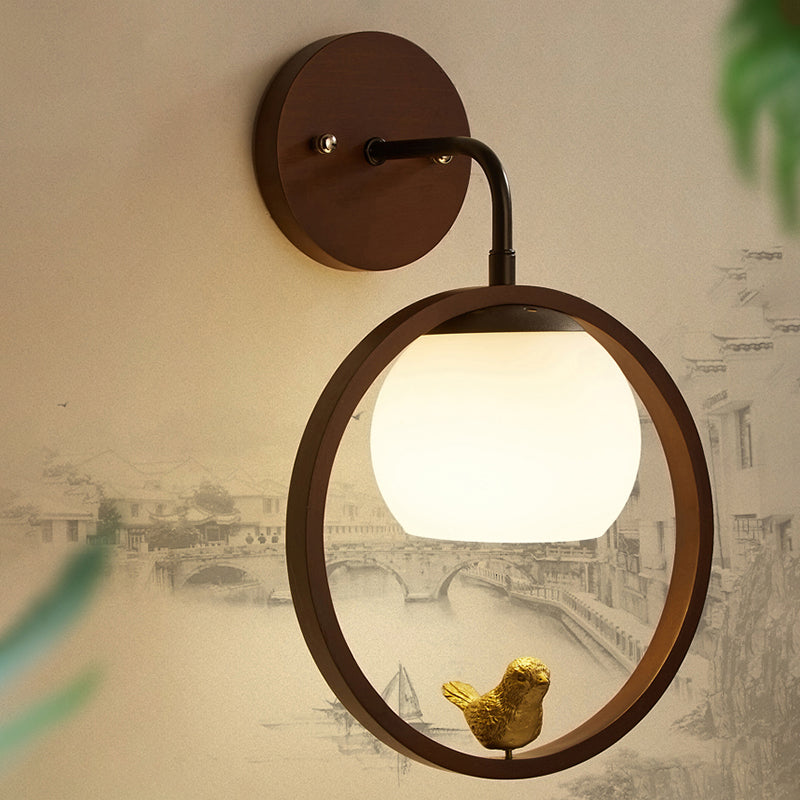 Wood Ball Wall Lighting Modern Style 1 Light Wall Lighting Fixtures