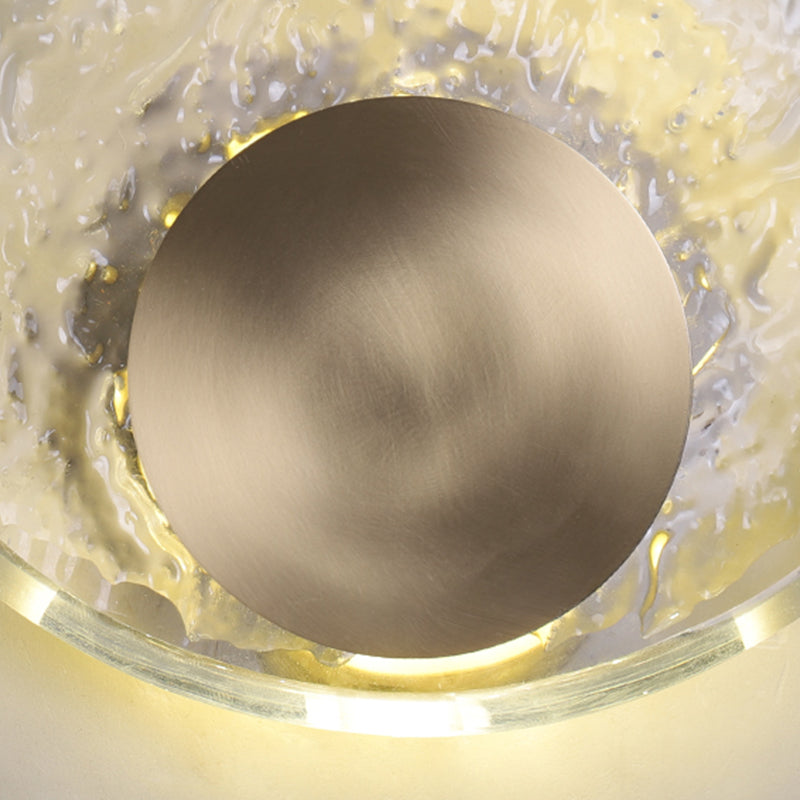 Round Shade Crystal Wall Sconce Modern Style Single Light Wall Mounted Light in Brass