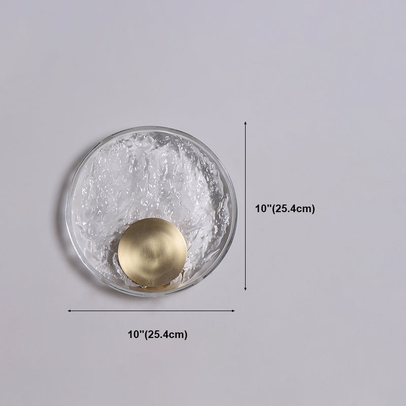 Round Shade Crystal Wall Sconce Modern Style Single Light Wall Mounted Light in Brass