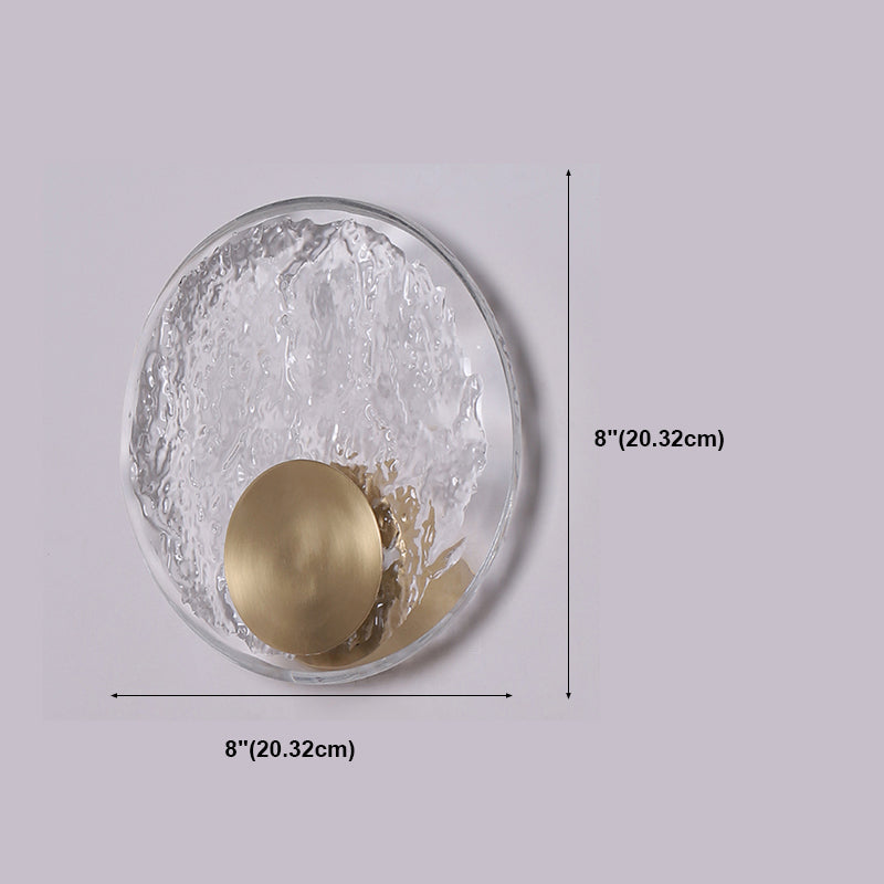 Round Shade Crystal Wall Sconce Modern Style Single Light Wall Mounted Light in Brass