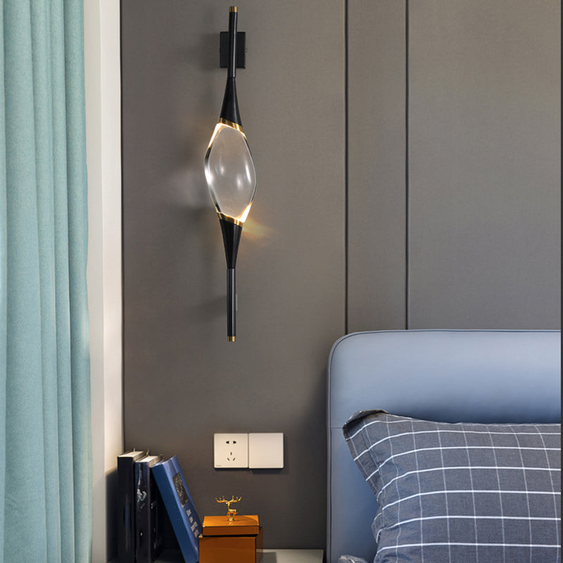Modern Brass Wall Light Teardrop Shape Wall Sconce with Crystal for Living Room