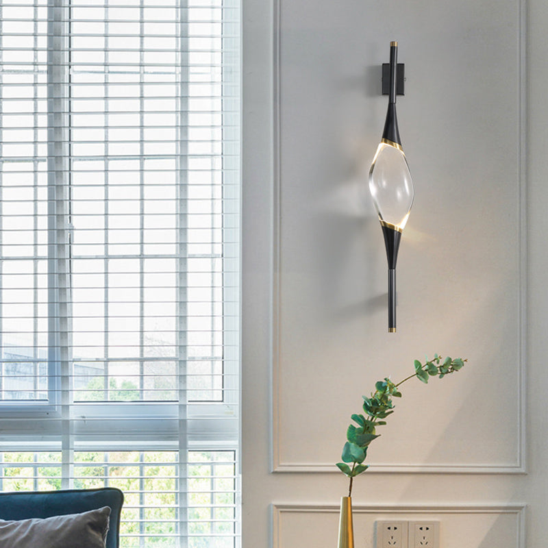 Modern Brass Wall Light Teardrop Shape Wall Sconce with Crystal for Living Room