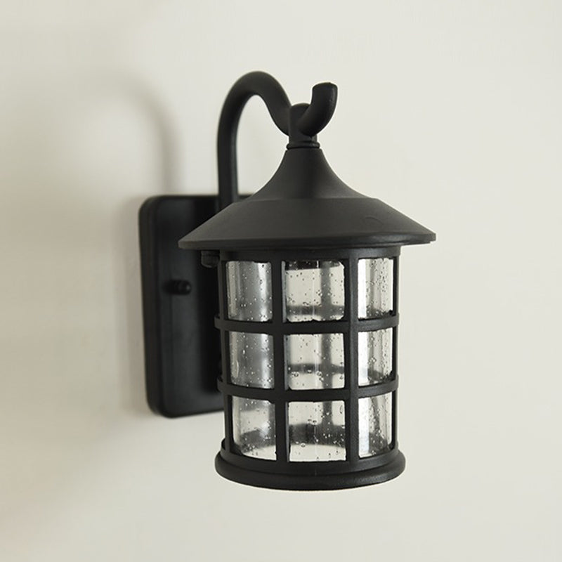 Modern Style Aluminum Wall Light Cage Shape Wall Sconce with Glass for Outdoors