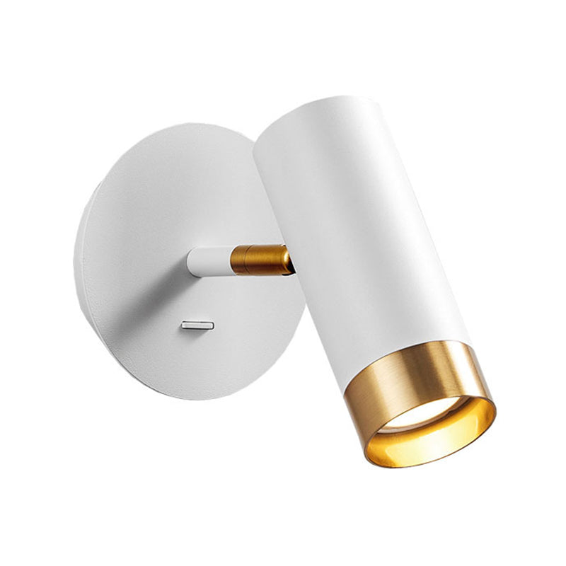1-Light Modern Metal Wall Light Cylinder 5" High Reading Wall Sconce with Switch