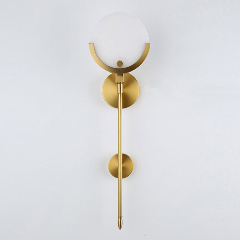 Modern Metal Wall Light Gold Round Wall Sconce with Mica for Living Room