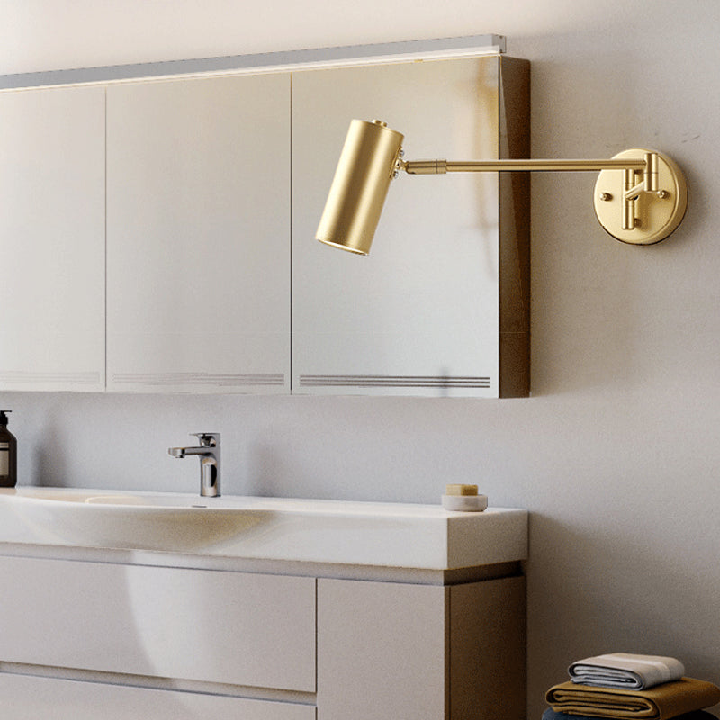 Nordic Metal Wall Light Cylinder 5.5" High Swing Arm Wall Sconce for Bedroom