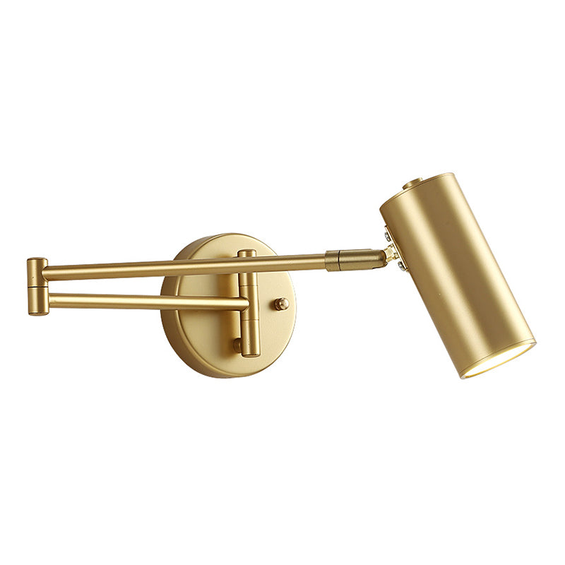 Nordic Metal Wall Light Cylinder 5.5" High Swing Arm Wall Sconce for Bedroom