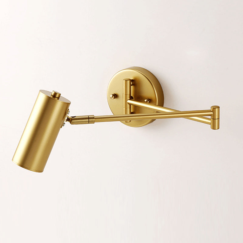 Nordic Metal Wall Light Cylinder 5.5" High Swing Arm Wall Sconce for Bedroom