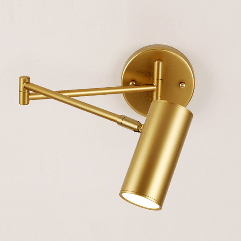 Nordic Metal Wall Light Cylinder 5.5" High Swing Arm Wall Sconce for Bedroom