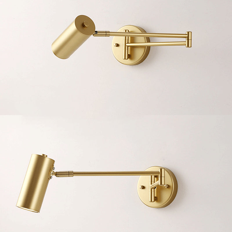 Nordic Metal Wall Light Cylinder 5.5" High Swing Arm Wall Sconce for Bedroom